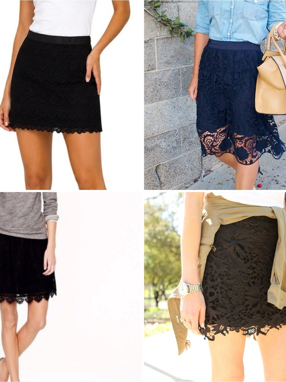 J. Crew Black Lace Mini Skirt